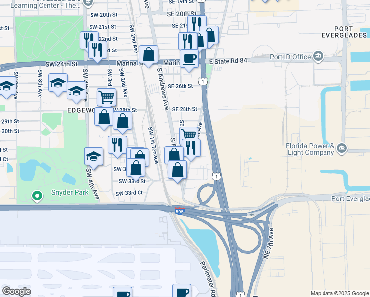 map of restaurants, bars, coffee shops, grocery stores, and more near in Fort Lauderdale