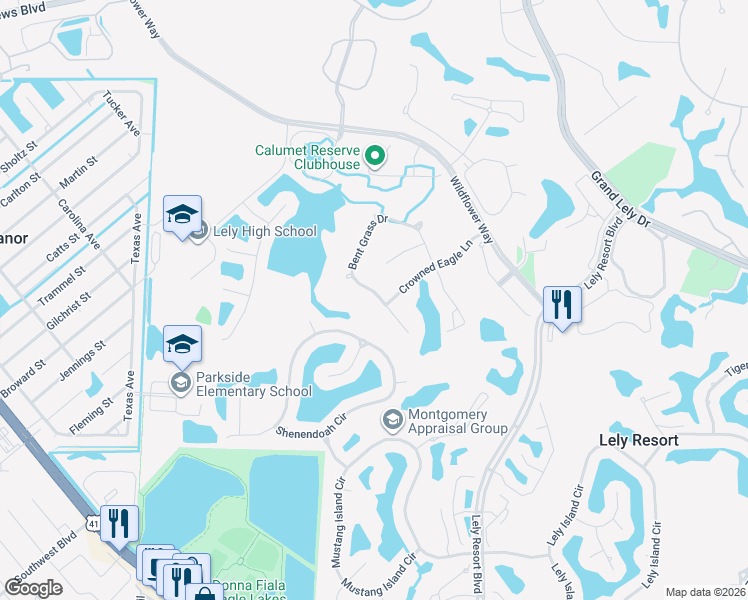 map of restaurants, bars, coffee shops, grocery stores, and more near 6789 Bent Grass Drive in Naples