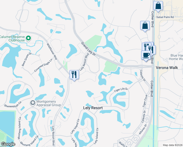 map of restaurants, bars, coffee shops, grocery stores, and more near 7880 Mahogany Run Lane in Naples