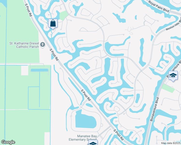 map of restaurants, bars, coffee shops, grocery stores, and more near 2704 Oakbrook Drive in Weston