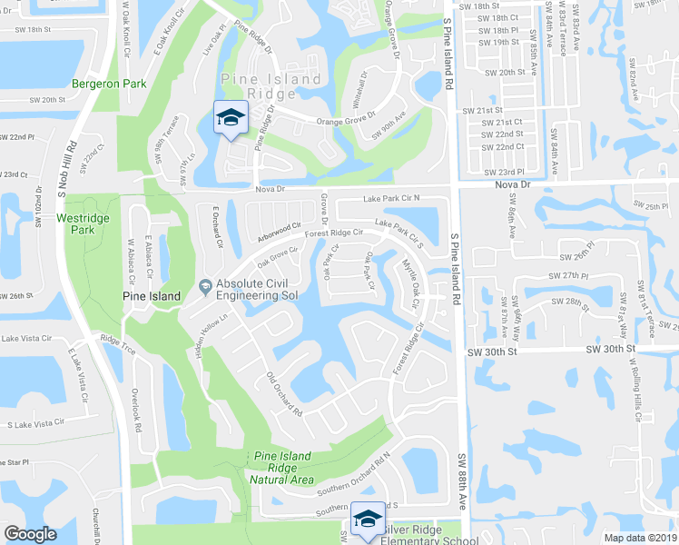 map of restaurants, bars, coffee shops, grocery stores, and more near 9227 Magnolia Court in Davie