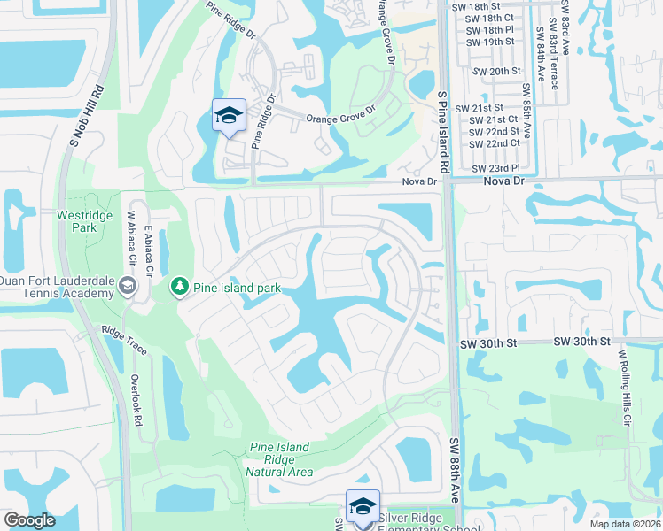 map of restaurants, bars, coffee shops, grocery stores, and more near 9237 Magnolia Court in Davie