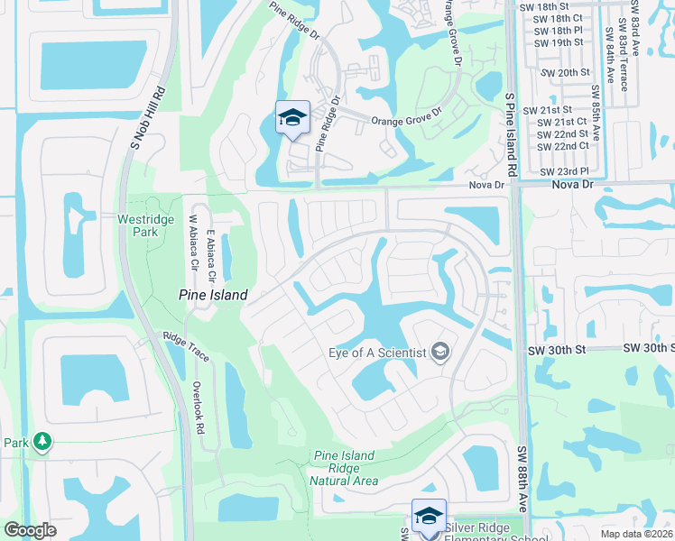 map of restaurants, bars, coffee shops, grocery stores, and more near 2813 Oakleigh Lane in Davie