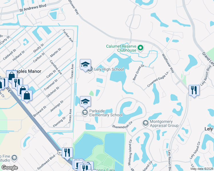 map of restaurants, bars, coffee shops, grocery stores, and more near 6084 Dogleg Drive in Naples