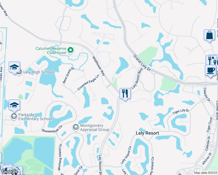 map of restaurants, bars, coffee shops, grocery stores, and more near 6845 Ascot Drive in Naples