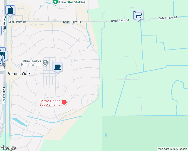 map of restaurants, bars, coffee shops, grocery stores, and more near 7918 Valentina Court in Naples