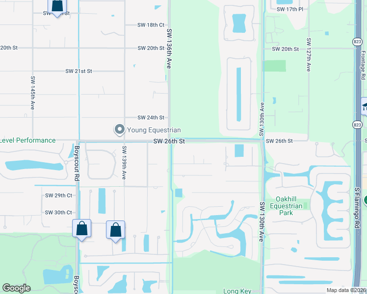 map of restaurants, bars, coffee shops, grocery stores, and more near 13575 Southwest 28th Street in Davie
