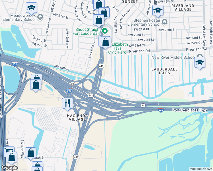 map of restaurants, bars, coffee shops, grocery stores, and more near 3841 West State Road 84 in Davie