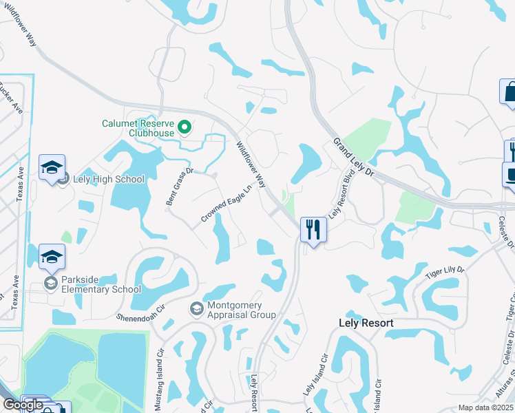 map of restaurants, bars, coffee shops, grocery stores, and more near 6803 Ascot Drive in Naples