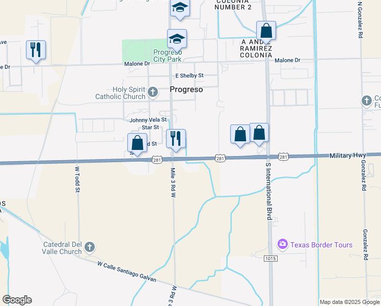 map of restaurants, bars, coffee shops, grocery stores, and more near in Progreso