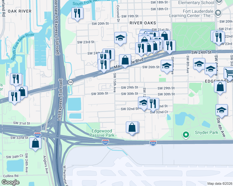 map of restaurants, bars, coffee shops, grocery stores, and more near in Fort Lauderdale