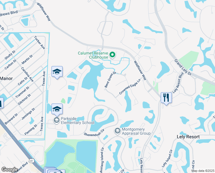 map of restaurants, bars, coffee shops, grocery stores, and more near 6840 Bent Grass Drive in Naples