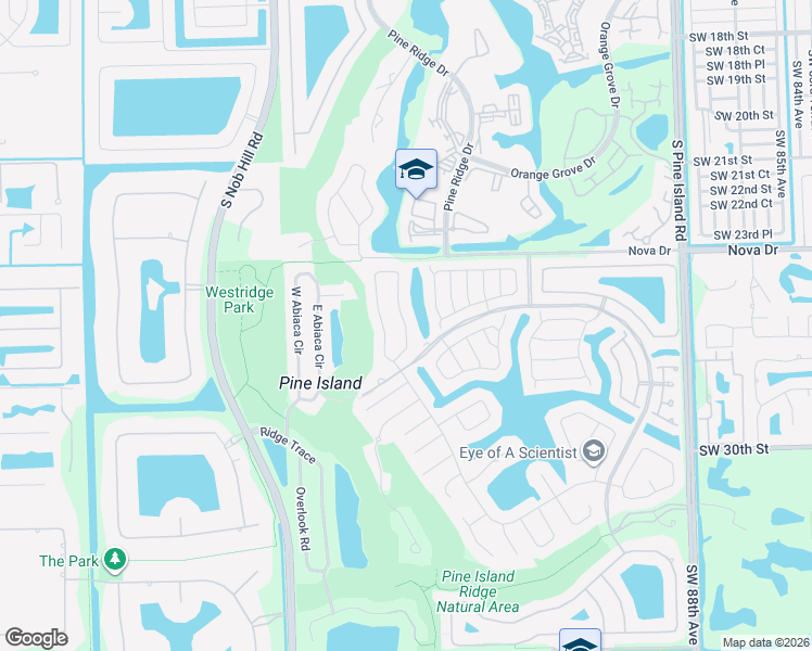 map of restaurants, bars, coffee shops, grocery stores, and more near 2761 East Orchard Circle in Davie