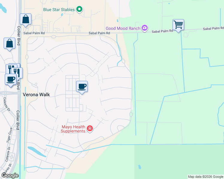 map of restaurants, bars, coffee shops, grocery stores, and more near 7904 Umberto Court in Naples