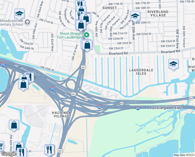 map of restaurants, bars, coffee shops, grocery stores, and more near 2607 Tortugas Lane in Fort Lauderdale