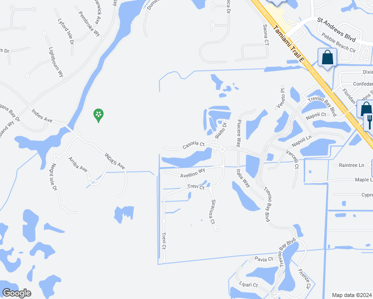 map of restaurants, bars, coffee shops, grocery stores, and more near 9477 Casoria Court in Naples