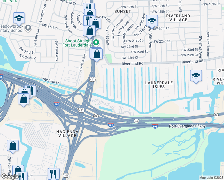 map of restaurants, bars, coffee shops, grocery stores, and more near 2607 Tortugas Lane in Fort Lauderdale
