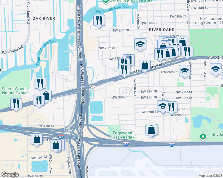 map of restaurants, bars, coffee shops, grocery stores, and more near 1826 Southwest 29th Street in Fort Lauderdale