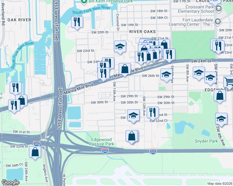 map of restaurants, bars, coffee shops, grocery stores, and more near in Fort Lauderdale