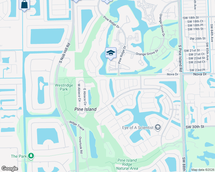 map of restaurants, bars, coffee shops, grocery stores, and more near 2702 East Orchard Circle in Davie