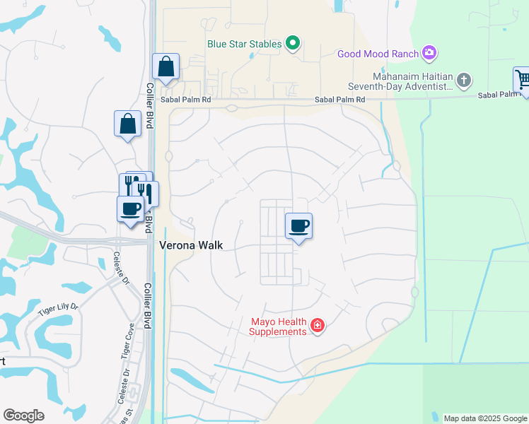 map of restaurants, bars, coffee shops, grocery stores, and more near 8096 Josefa Way in Naples