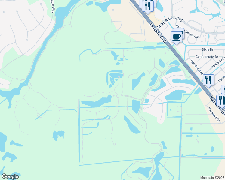 map of restaurants, bars, coffee shops, grocery stores, and more near 9453 Rialto Drive in Naples