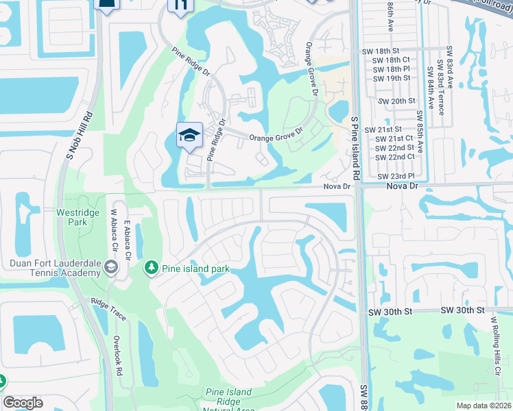 map of restaurants, bars, coffee shops, grocery stores, and more near 9220 Arborwood Circle in Davie