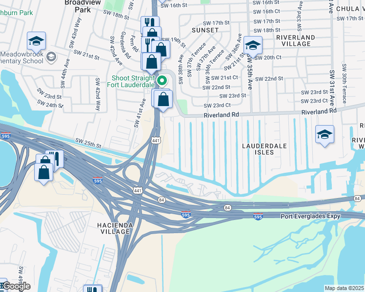 map of restaurants, bars, coffee shops, grocery stores, and more near 2519 Tortugas Lane in Fort Lauderdale