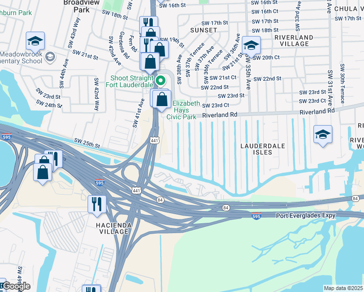 map of restaurants, bars, coffee shops, grocery stores, and more near 2519 Tortugas Lane in Fort Lauderdale