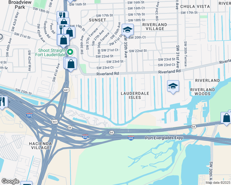map of restaurants, bars, coffee shops, grocery stores, and more near 2518 Marathon Lane in Fort Lauderdale