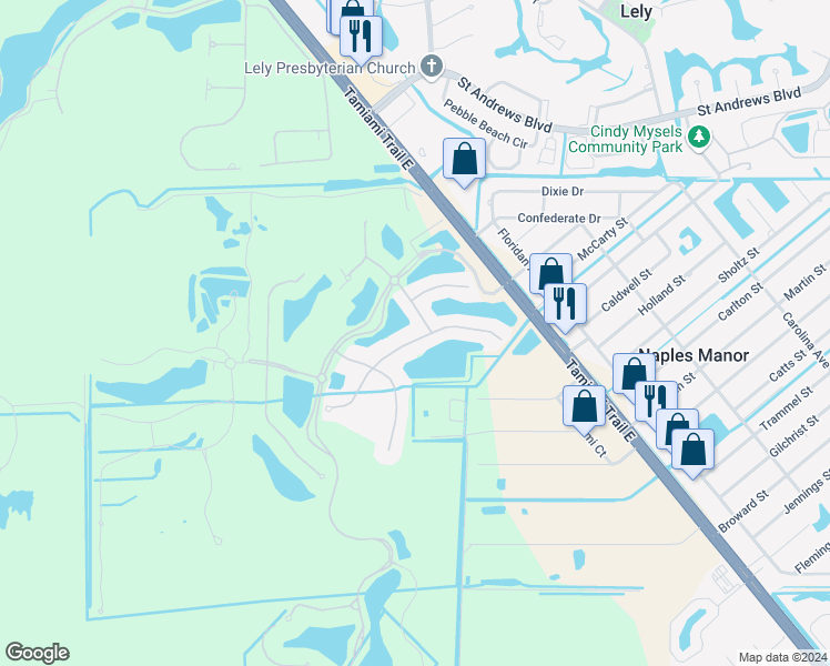 map of restaurants, bars, coffee shops, grocery stores, and more near 9483 Napoli Lane in Naples