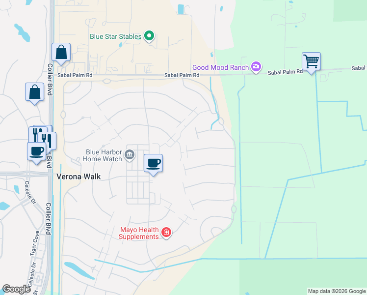 map of restaurants, bars, coffee shops, grocery stores, and more near 7791 Tommasi Court in Naples