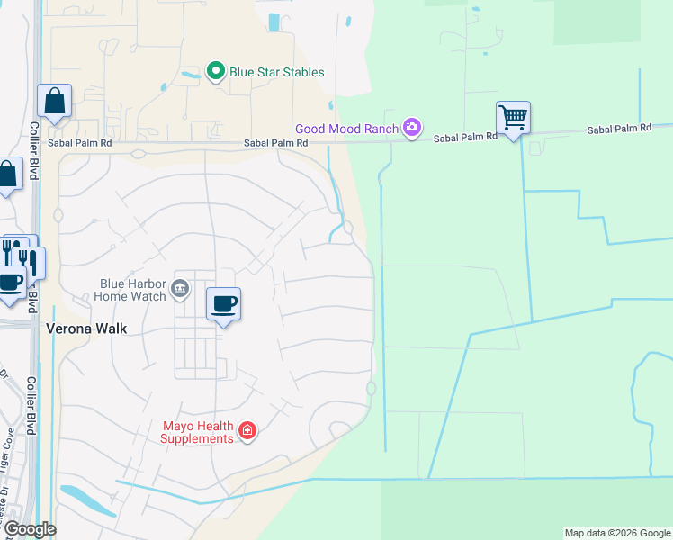 map of restaurants, bars, coffee shops, grocery stores, and more near 7739 Tommasi Court in Naples