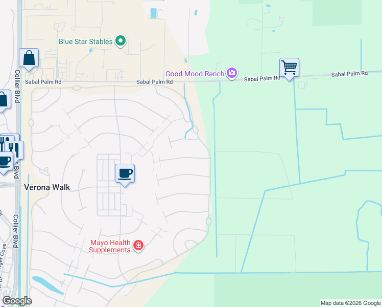 map of restaurants, bars, coffee shops, grocery stores, and more near 7735 Tommasi Court in Naples
