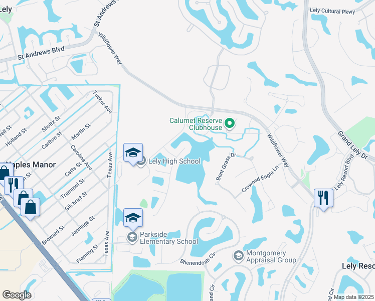 map of restaurants, bars, coffee shops, grocery stores, and more near 6172 Dogleg Drive in Naples