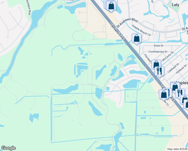 map of restaurants, bars, coffee shops, grocery stores, and more near 9438 Piacere Way in Naples