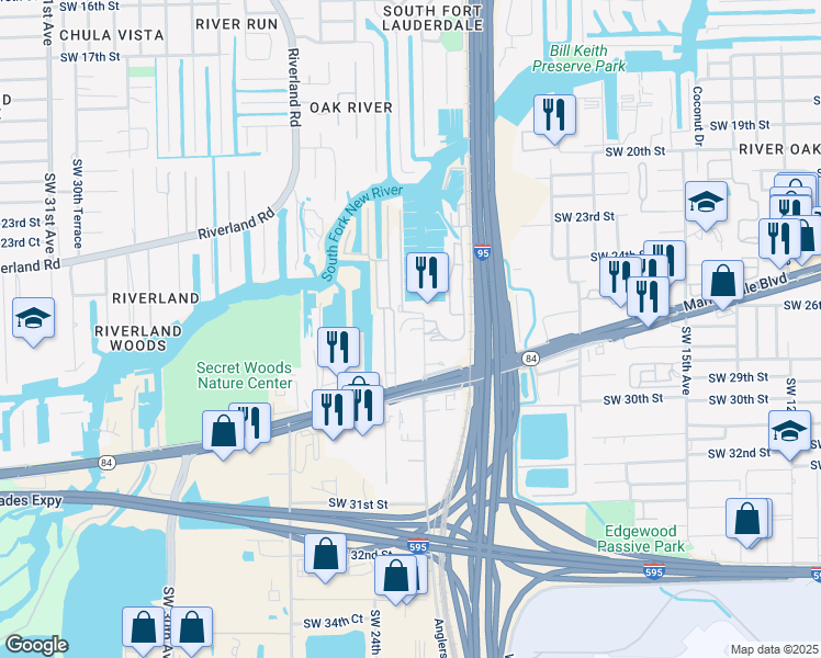 map of restaurants, bars, coffee shops, grocery stores, and more near in Fort Lauderdale