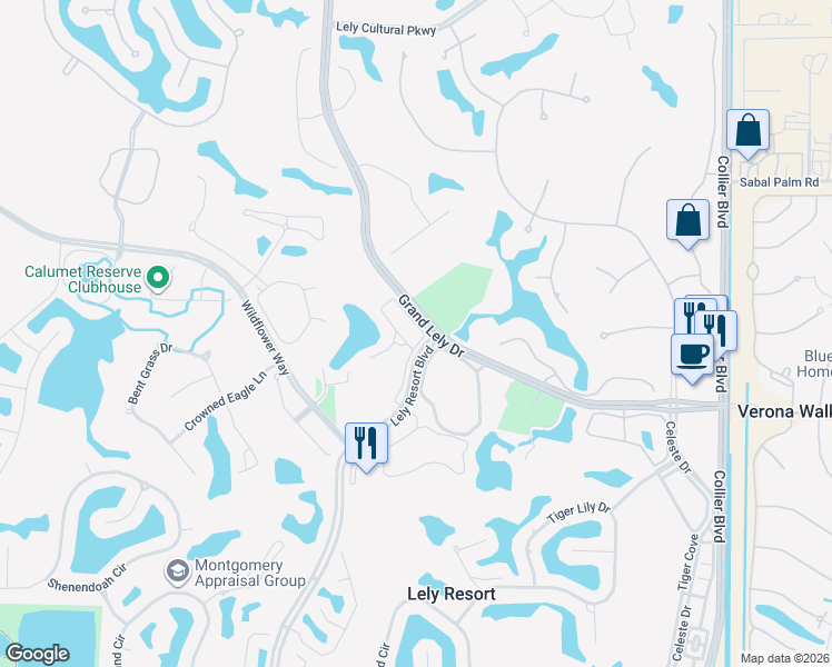 map of restaurants, bars, coffee shops, grocery stores, and more near 7884 Cordoba Place in Naples