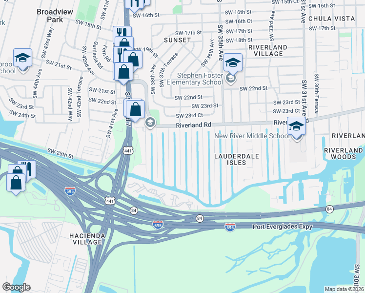 map of restaurants, bars, coffee shops, grocery stores, and more near 2519 Nassau Lane in Fort Lauderdale