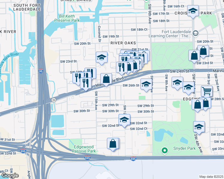 map of restaurants, bars, coffee shops, grocery stores, and more near 2644 Southwest 14th Avenue in Fort Lauderdale