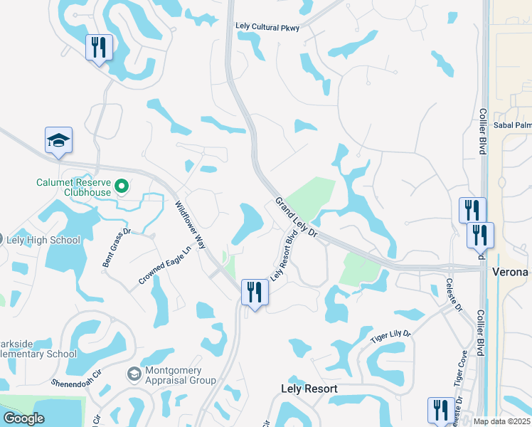 map of restaurants, bars, coffee shops, grocery stores, and more near 7947 Cordoba Place in Naples