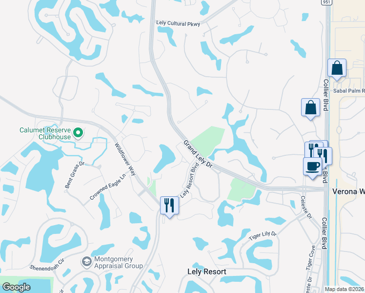 map of restaurants, bars, coffee shops, grocery stores, and more near 7947 Cordoba Place in Naples