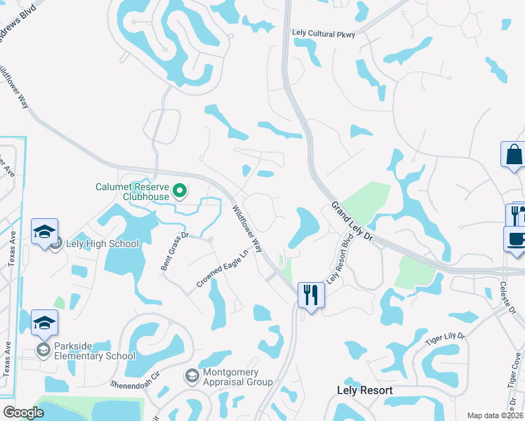 map of restaurants, bars, coffee shops, grocery stores, and more near 6666 Alden Woods Circle in Naples