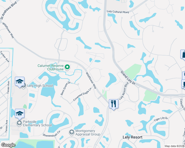 map of restaurants, bars, coffee shops, grocery stores, and more near 6618 Alden Woods Circle in Naples