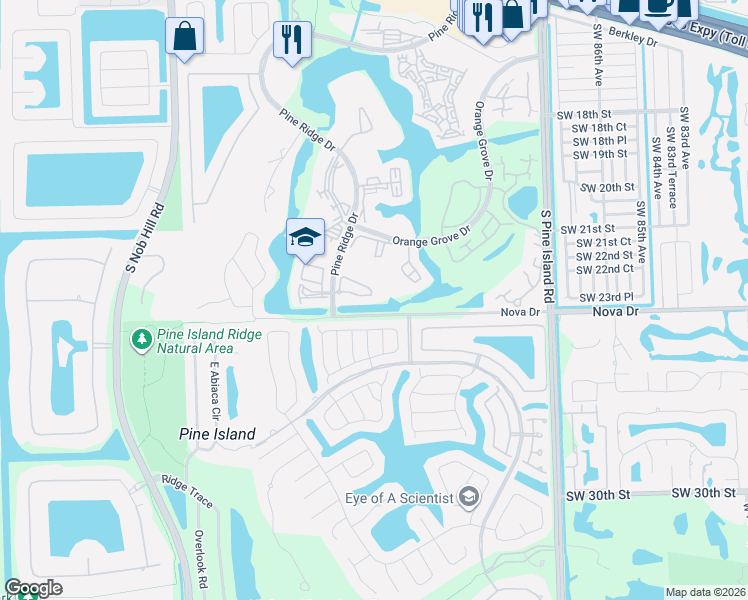 map of restaurants, bars, coffee shops, grocery stores, and more near 9211 Arborwood Circle in Davie
