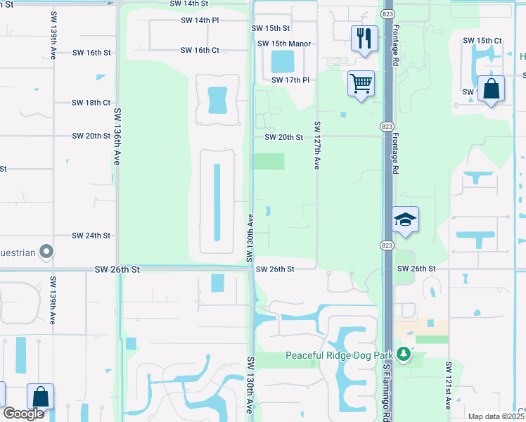map of restaurants, bars, coffee shops, grocery stores, and more near 2470 Southwest 130th Avenue in Davie