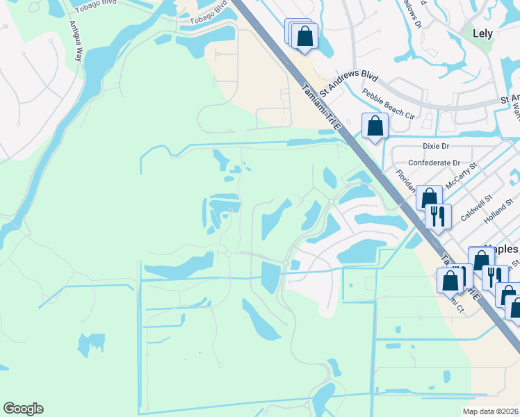 map of restaurants, bars, coffee shops, grocery stores, and more near 9490 Piacere Way in Naples