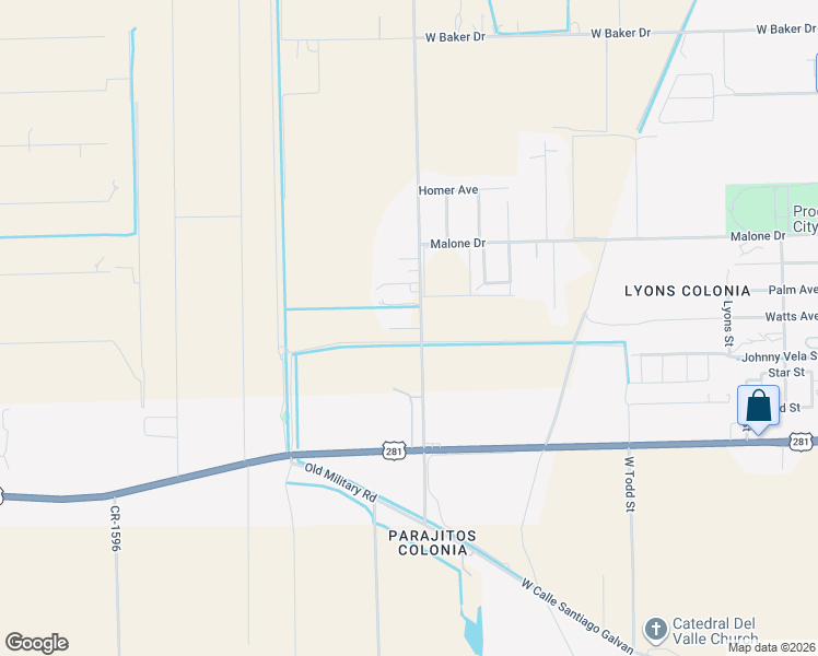 map of restaurants, bars, coffee shops, grocery stores, and more near 404 Pomelo Road in Weslaco