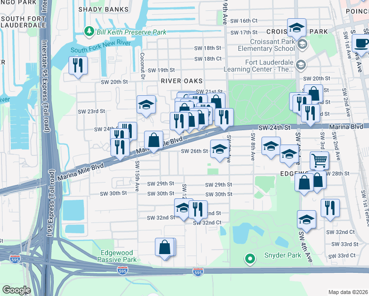 map of restaurants, bars, coffee shops, grocery stores, and more near 1150 West State Road 84 in Fort Lauderdale