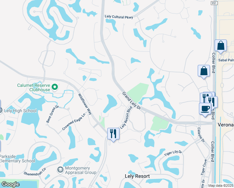 map of restaurants, bars, coffee shops, grocery stores, and more near 7947 Cordoba Place in Naples